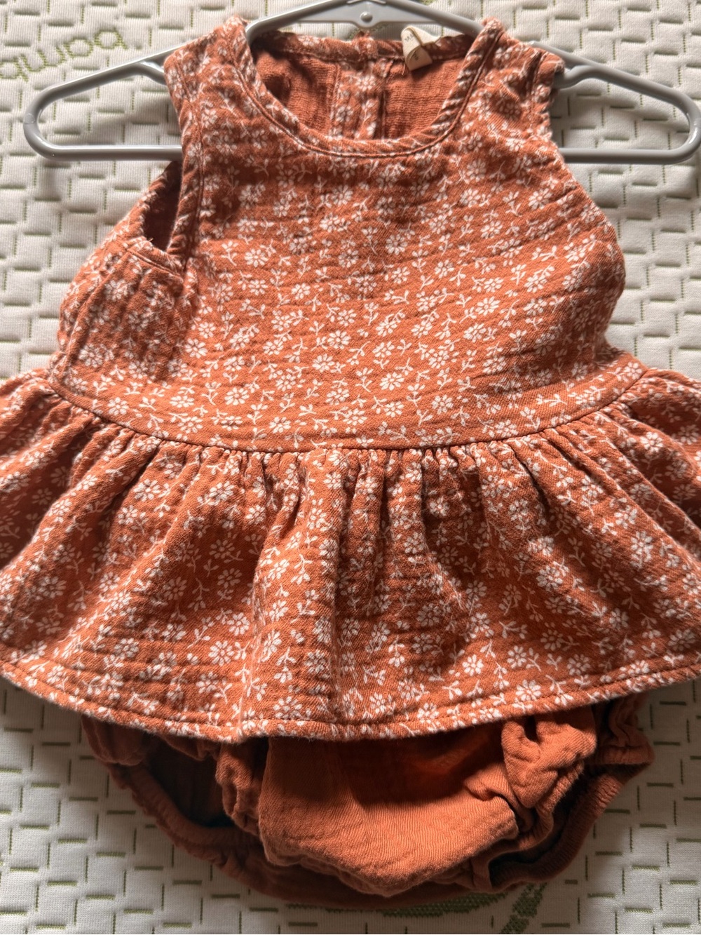 Quincy Mae Rust Orange Floral Ruffle Dress & Bloomers